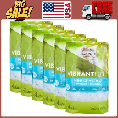 #ad 6 Pack Vibrant Life Mini Crystal Unscented Cat Litter 4 lb Bag FREE SHIPPING $36.94