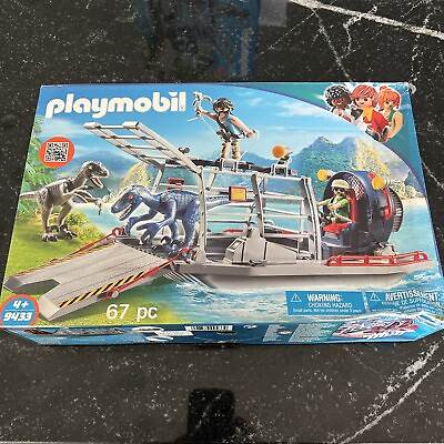 #ad PLAYMOBIL 9433 Propeller Air boat with dinosaur cage NEW Raptors 67 Pc $17.99