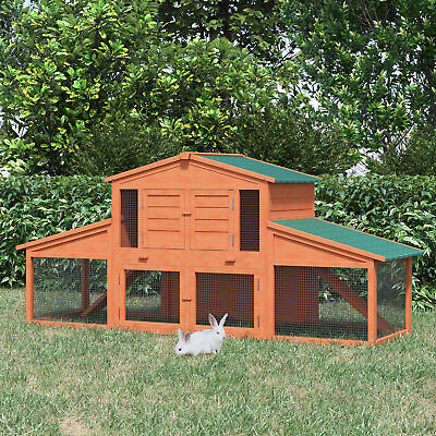 #ad Big Rabbit Cage Guinea Pig House W Double Ramp Weatherproof Wood Rabbit Hutch $209.99