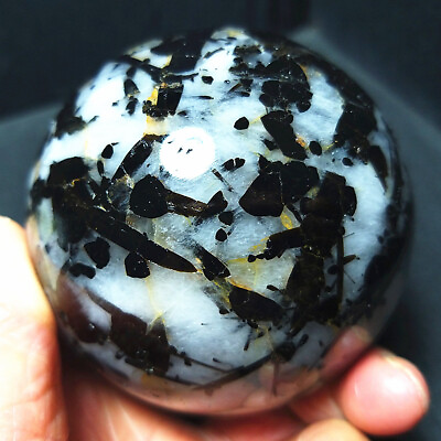 #ad TOP 566G71mm Natural Polished Black tourmaline Crystal Sphere Ball Healing A2571 $125.99