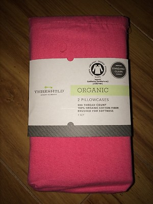 #ad THRESHOLD ORGANIC Standard Pillowcases HONEYSUCKLE Pink 300 Thread Count $18.99