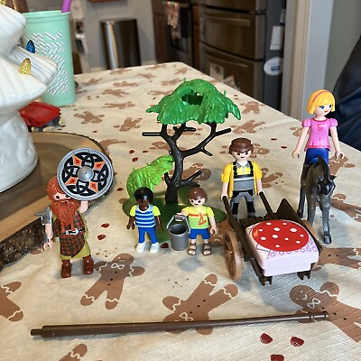 #ad Playmobil Geobra Figures Mixed Lot of 5 Figures Horse Cart Tree amp; Randoms $10.00
