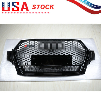 #ad Honeycomb Mesh Sport RSQ7 Style Hex Center Grille Gloss Black For 16 19 Audi Q7 $360.00