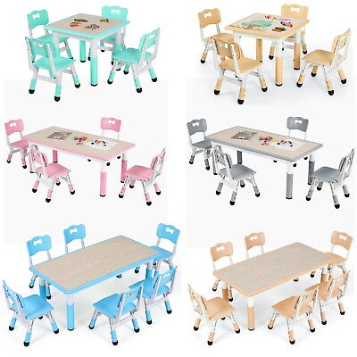 #ad Kids Table and Chairs Set Height Adjustable Children Play Table Multi Activity $95.99