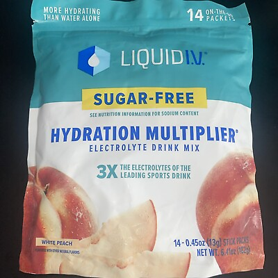 #ad Liquid I.V. Hydration Multiplier Sugar Free White Peach 14 Packets $24.99