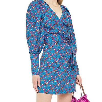 #ad Rhode Resort Frankie wrap floral dress in blue blossom NWT $175.00