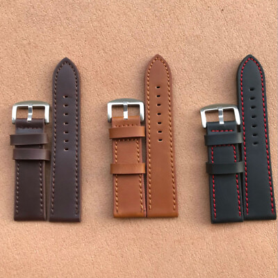 #ad Universal Leather Wristwatch Band Writst Watch Strap Watch Belt 18 20 22 24mm AU $2.99