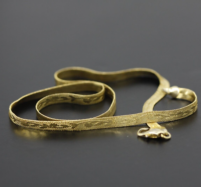 #ad #ad Vintage Gold Tone Diamond Cut 4.75mm Wide Herringbone Chain Necklace 18.25quot; $34.99