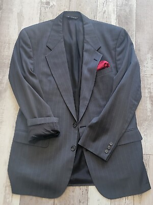#ad 42R Men#x27;s Vintage Christian Dior Today#x27;s Man Blazer Charcoal Striped 100% Wool $36.99