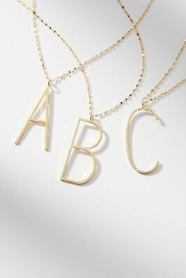 #ad Anthropologie Monogram Necklace Delicate Gold Plated Letter “T” NWT $32.30