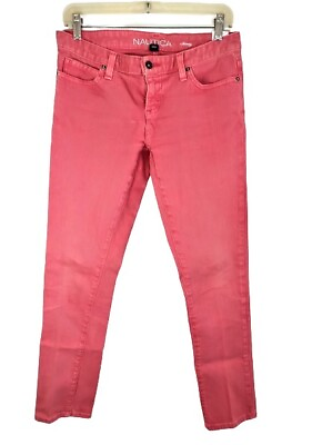 #ad Nautica Womens Skinny Jeans Size 4 27 Salmon Pink Stretch Jeggings $18.95