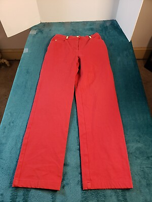 #ad St. Johns Sport Pants Womens Red Sz 6 Dress Ladies Career Straight Gold Button $19.97