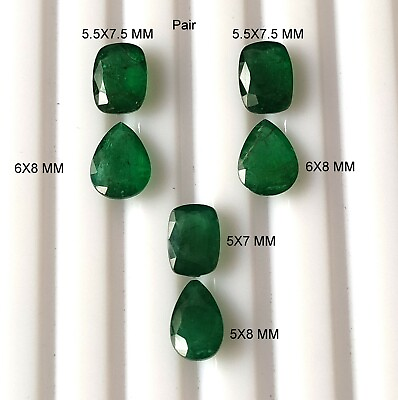 #ad Natural Emerald Set For Earing Or Pendant 5.90 CTR Faceted Emerald Pair Gemstone $301.99