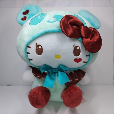 #ad Sanrio Panda Hello Kitty Little Chocolate BIG 30cm Plush Doll Furyu Mint Blue $42.37