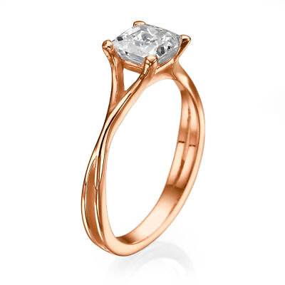 #ad 1 Carat Ladies Princess Cut Lab Created Diamond Engagement Ring F VS2 14K Rose G $1080.90