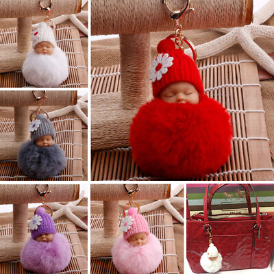 #ad New Cartoon Ornaments Baby Doll Fluffy Ball Fake Fur Key Chain 9 Colors Gift C $5.51