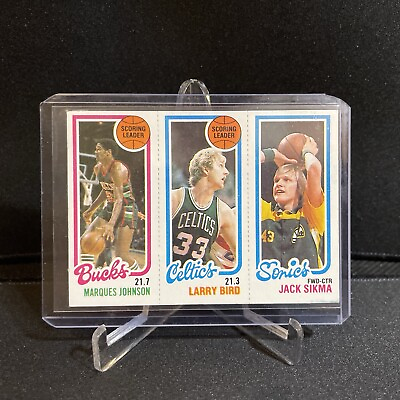 #ad 1980 81 Topps Larry Bird Rookie Jack Sikma rc and Marques Johnson triple card $35.00