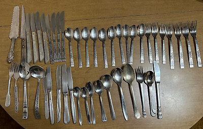 #ad 46 Pcs Assorted Vintage Stainless Steel Flatware $95.00
