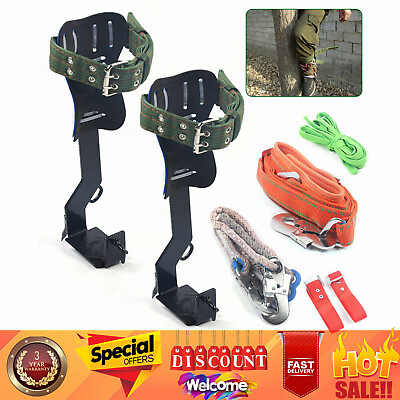 #ad 2 Pcs Tree Climbing Spike Tool 2 Gear w Rope amp; belt amp; Ankle straps Foot straps $49.40