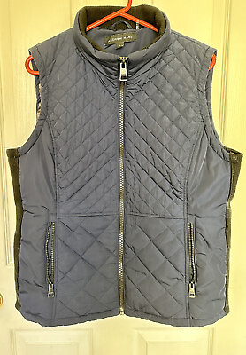 #ad Andrew Marc Womens Vest XL Navy Blue Quilted Zip Up  $17.00