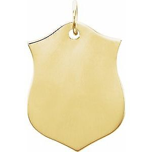 #ad 14k Yellow Gold Engravable Shield Pendant $419.99
