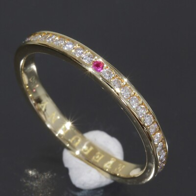 #ad EYEFUNNY Full Eternity Ring Diamonds Smile 18K Yellow Gold with Ruby 750 E0593 $1799.00
