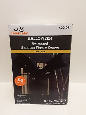 #ad Halloween Animated Hanging Figure Reaper Lights Up New $42.00
