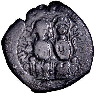 #ad Justin II with Sophia 565 578. Follis Bronze 31 mm 13.82 g 7 h Nicomedia $55.76
