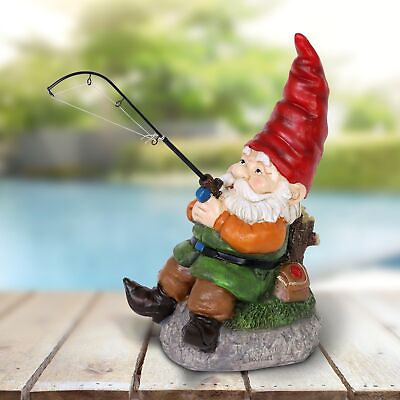 #ad Garden Gnome Fishing Frank Garden Statue Funny Outdoor Garden Decoration 6... $53.28