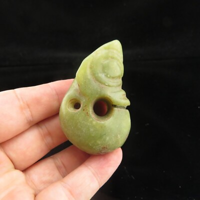 #ad Chinaold jadehongshan culturehand carving jadepig dragonpendant T 068 $20.00