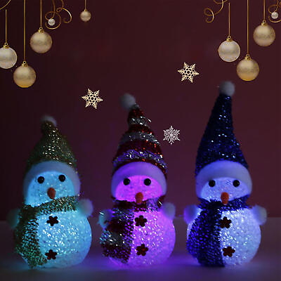 #ad Color Changing LED Snowman Figurines Glowing Light Up Snowman Christmas Decora $8.54