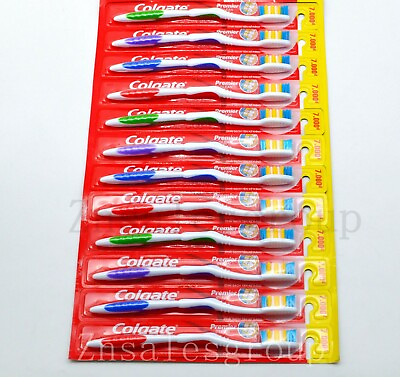 #ad Colgate Premier Clean Toothbrush Medium Bristles Full Head Extra Clean 12 Pack $10.99