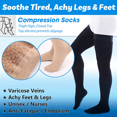 #ad Compression Stockings Women Men Grade II Flight Nurses Edema Anti Fatigue Socks $28.15