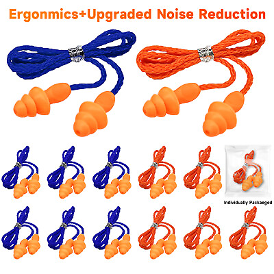 #ad Silicone Corded Ear Plugs Reusable Shooting Hearing Protection Noise Reduction $5.95