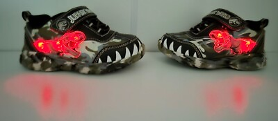 #ad Jurassic World Sneakers Kids Black amp; Gray Light Up Shoes US Size 9 Gently Used $21.97