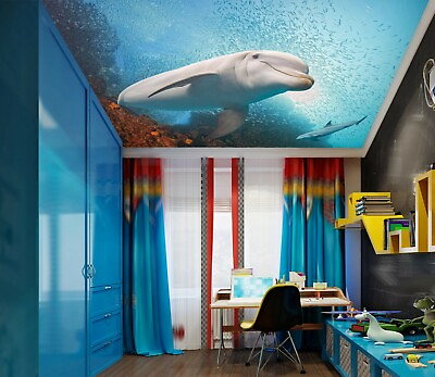 #ad 3D Ocean Dolphin NA2437 Ceiling WallPaper Murals Wall Print Decal AJ US Fay $116.99