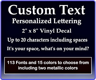 #ad Custom Text Vinyl Decal Personalized Lettering Window Laptop Yeti Cup Sticker $2.25