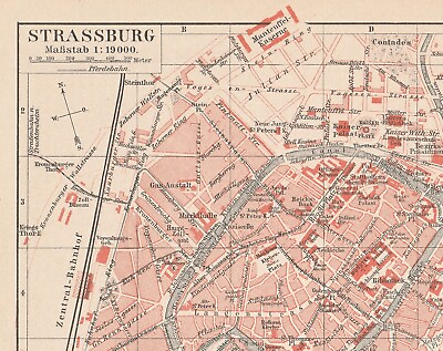 #ad Strasbourg 1894 Original map city plan FRANCE $16.00