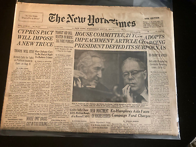 #ad 1974 The New York Times July 31 Nixon Impeachment $25.00