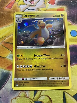 #ad Dragonite 96 149 Sun amp; Moon Cosmos 2017 Holo Rare Pokemon Card Near Mint $5.49