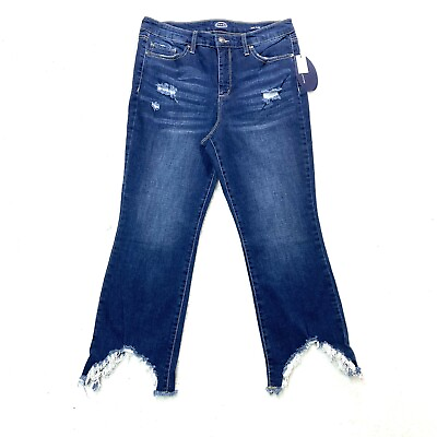 #ad NWT Scoop Womens Size 10 Crop Flare Raw Hem Distressed Blue Stretch Denim Jeans $19.99