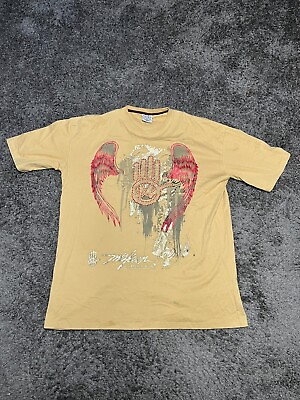#ad Vintage Miskeens Original Shirt Mens 3XL Yellow Abstract Streetwear Wings Y2K $24.95