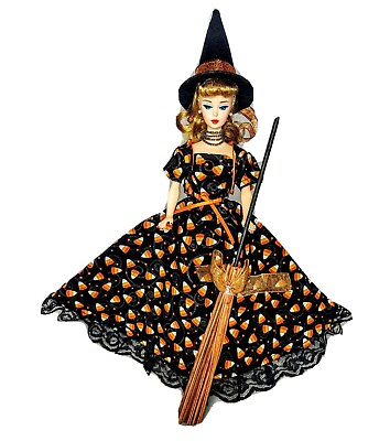 #ad OOAK Candy Corn Blonde Ponytail Witch Barbie Doll Halloween Vintage Reproduction $99.99
