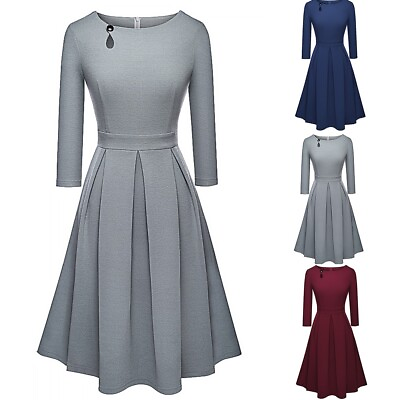 #ad Women#x27;s Navy Formal Dress Elegant A Lined Pleated Skirt For Special Occasions $42.76