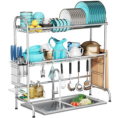 #ad Over The Sink Dish Drying Rack Over Sink Dish Drying Rack with 2 Tier Utensi... $73.49