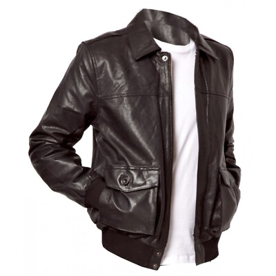 #ad Genuine Bomber Lambskin Men Leather Jacket $119.99