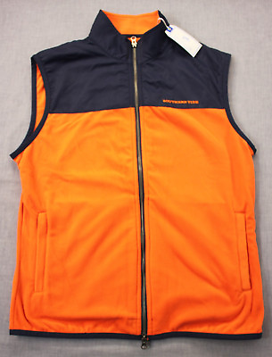 #ad SOUTHERN TIDE Logo Mens Sky Orange Navigational Fleece Vest NWT M $115 $89.99