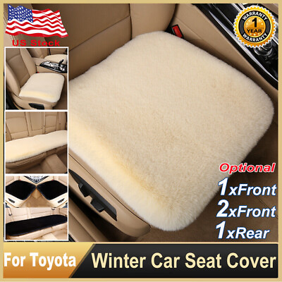 #ad Faux Sheepskin Car Seat Covers Cushions For Front Rear Mats For Toyota Interior $14.98