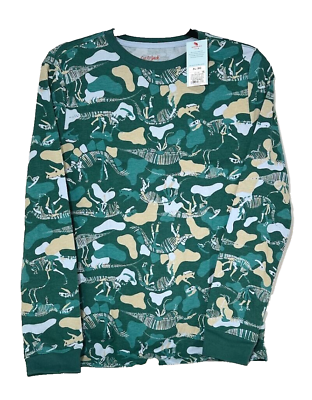 #ad Cat amp; Jack Kids Dinosaur Dino Fossil Long Sleeve Shirt Forest Green Camo XL 16 $7.00