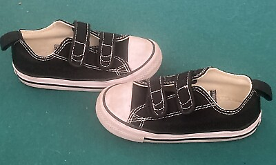 #ad Converse All Star Toddler Shoes Size Infant 9 Black w Vel Cro Great Condition $14.99